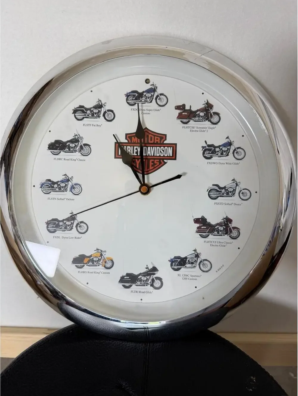 Harley-Davidson Motorcycles Collage Wall Clock Chrome Frame Used - Good